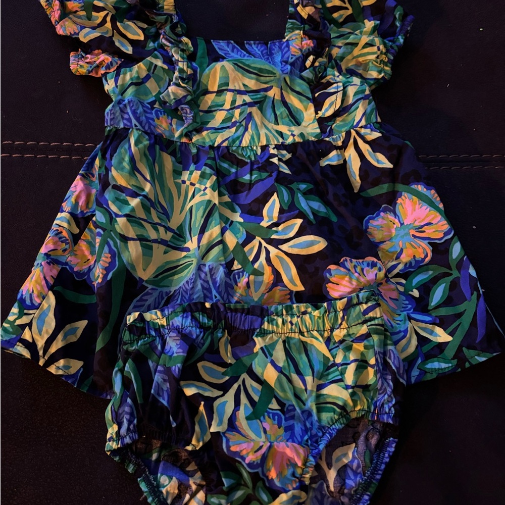 Lilly Pulitzer Kids Matching Set - Blue and Green Floral